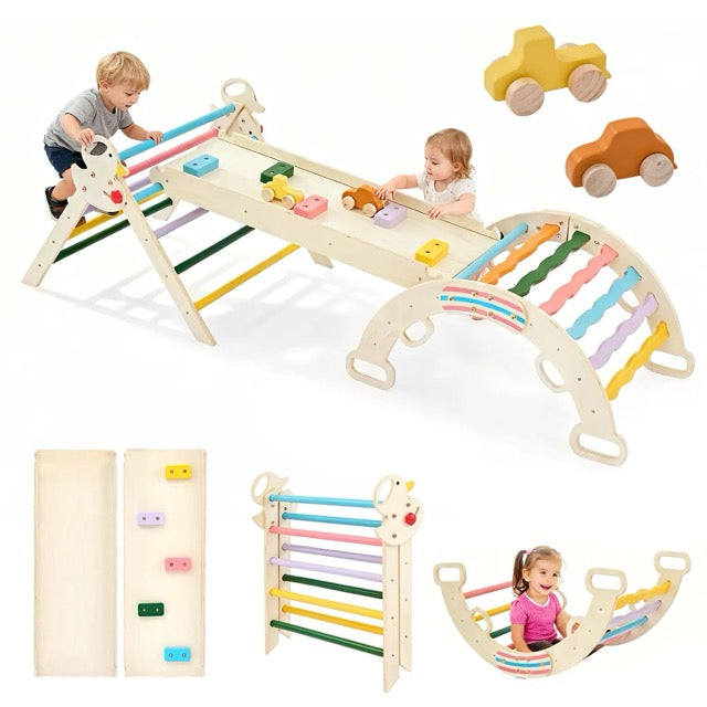 9-in-1 Foldable Wooden Montessori Climbing Playset