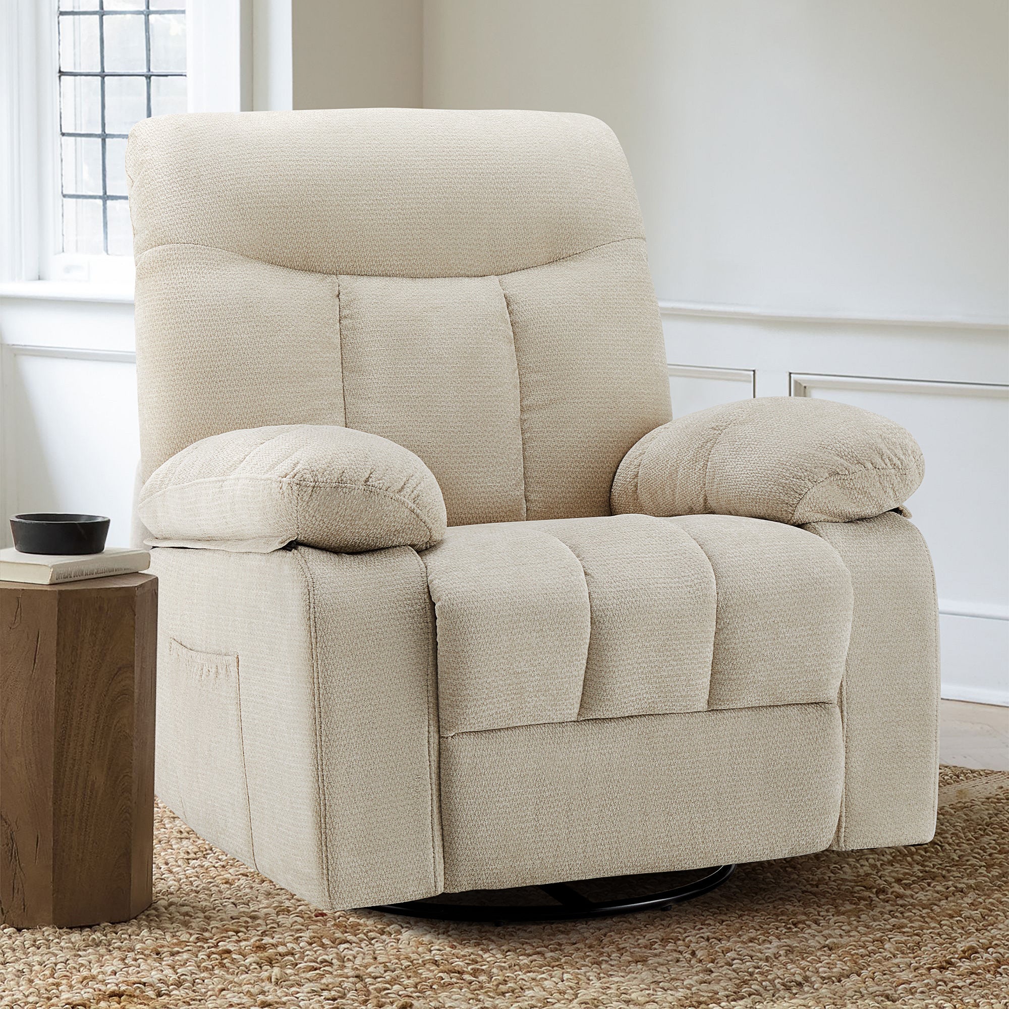 Chenille Swivel Rocker Massage Recliner Chair