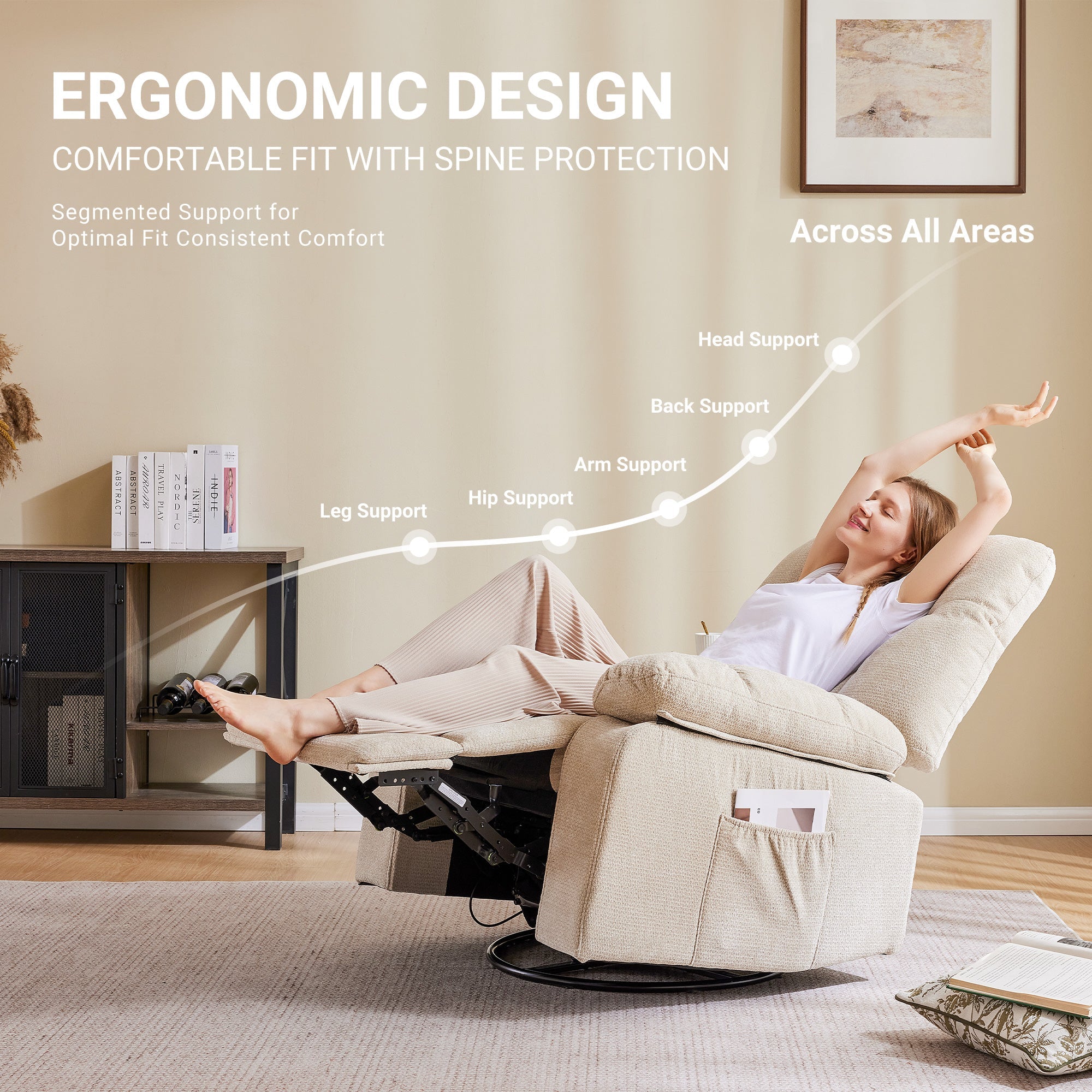 Chenille Swivel Rocker Massage Recliner Chair