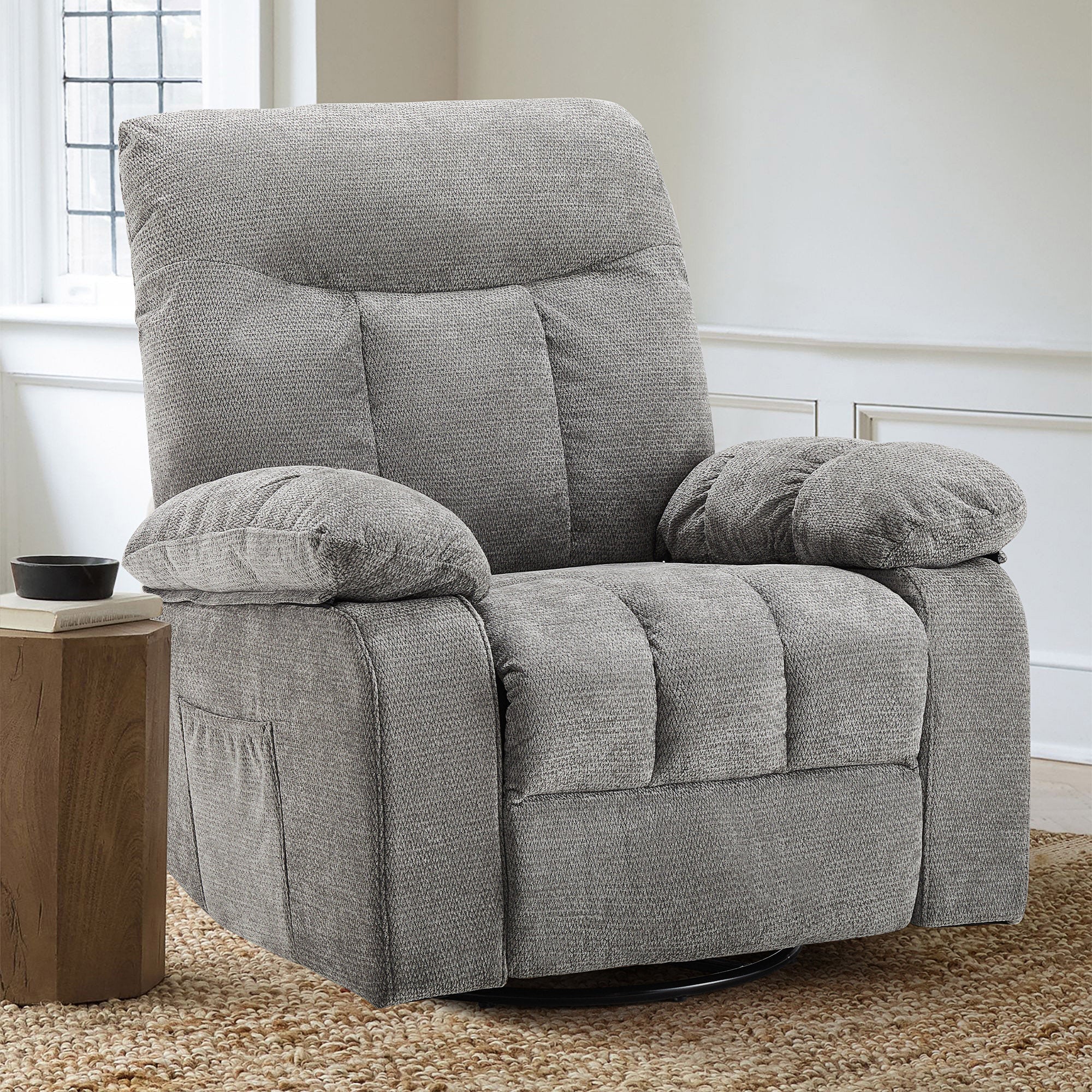 Chenille Swivel Rocker Massage Recliner Chair