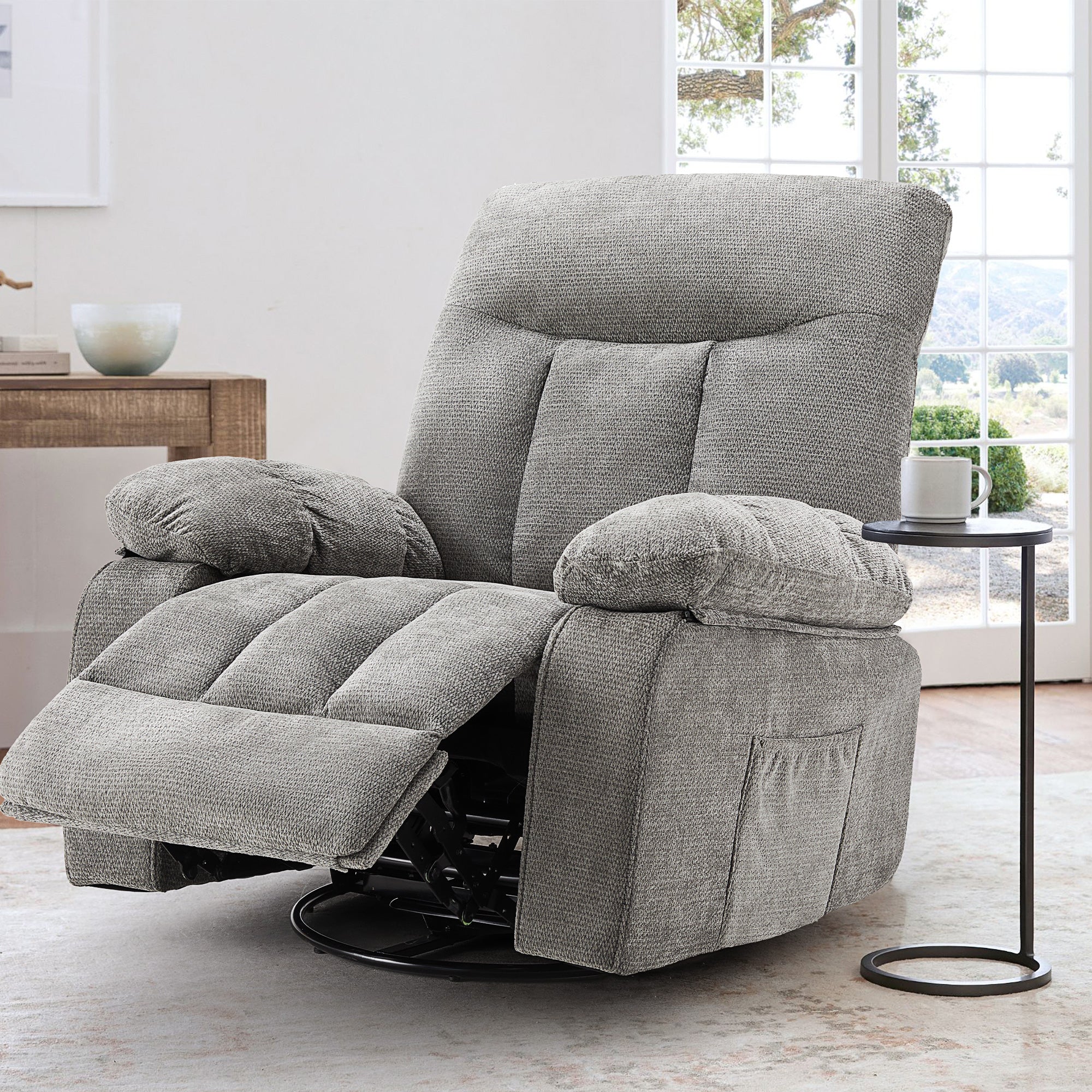 Chenille Swivel Rocker Massage Recliner Chair
