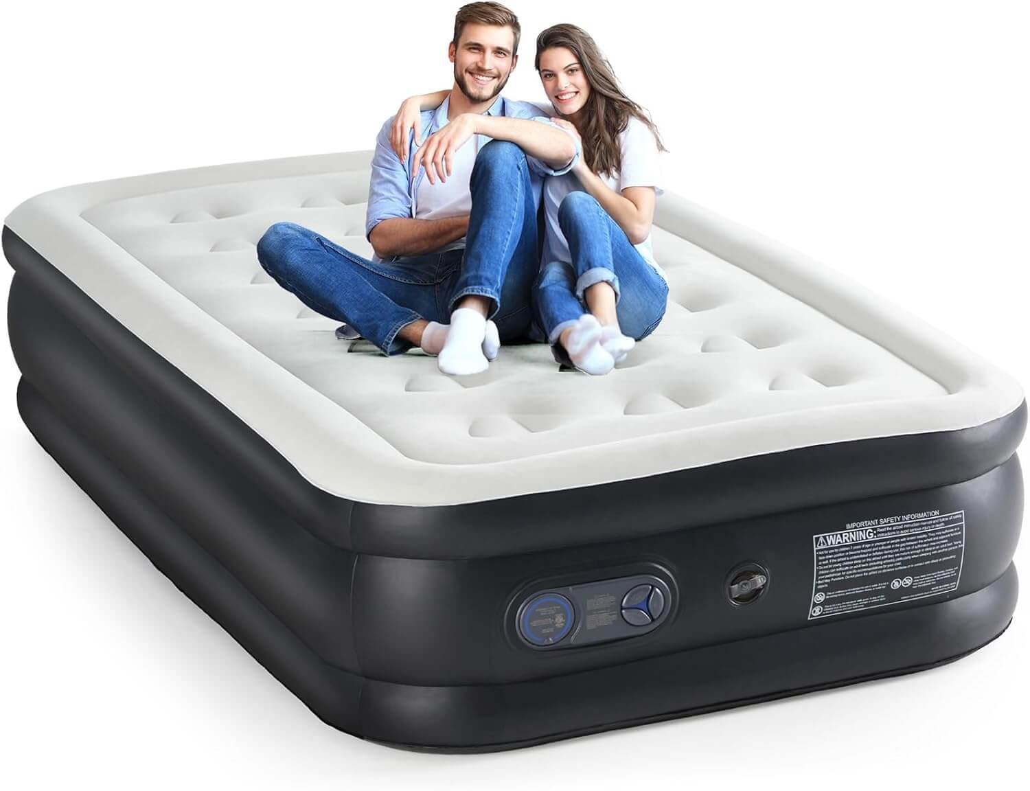 Warebay 16"～22" Queen Air Mattress with Pump, 660lb Capacity Inflatable Blow Up Bed for Home Guest