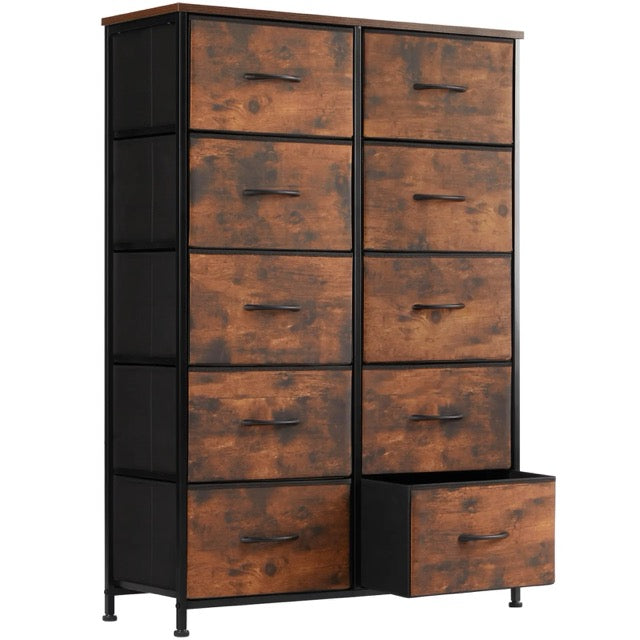 10 Drawer Tall Fabric Dresser for Bedroom & Closet