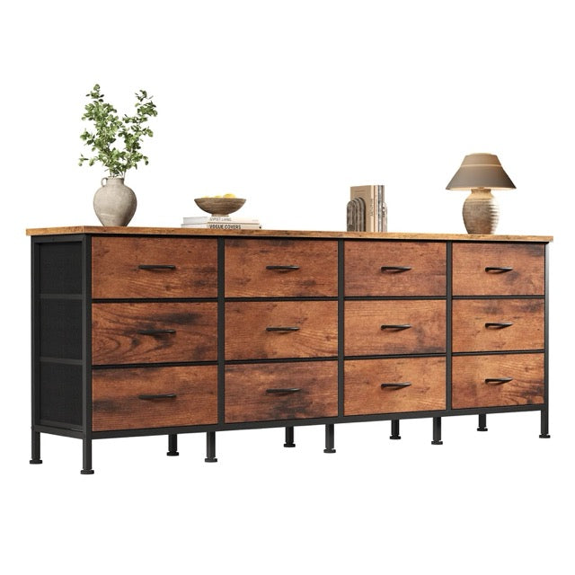 12-Drawer TV Stand & Storage Cabinet with Metal Frame and Adjustable Feet