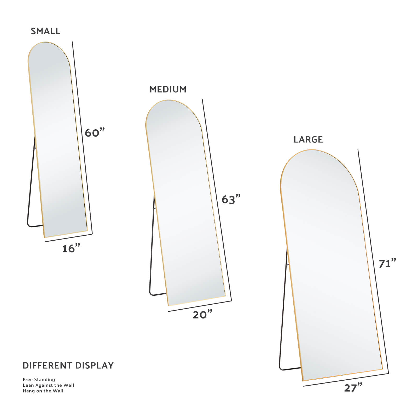 Slim Metal Frame Full Length Floor Mirror