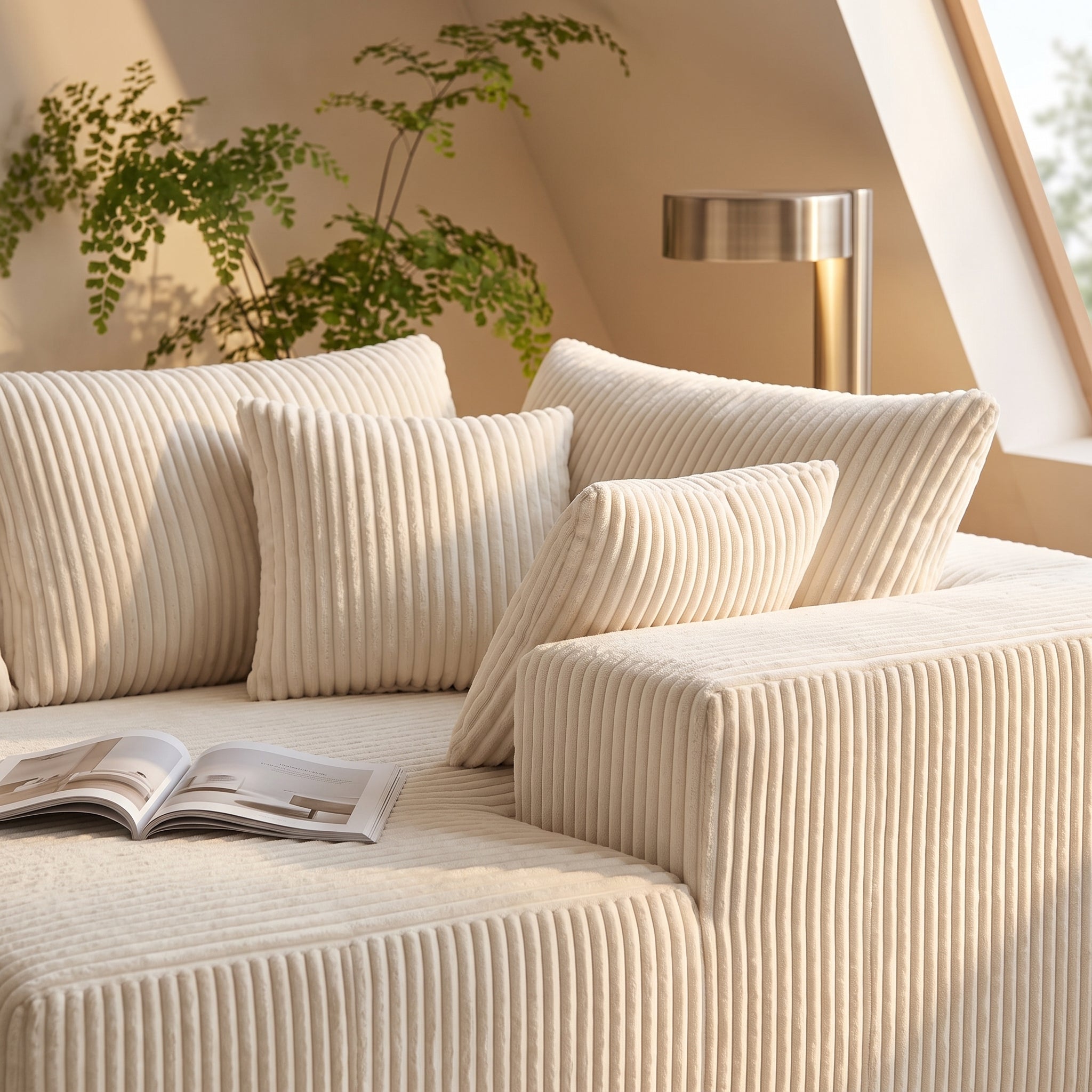 108" Modular Corduroy Sectional Sofa