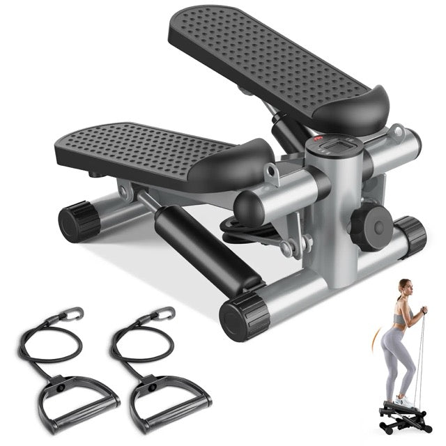 Mini Stepper with Resistance Bands, Adjustable Full Body Workout Machine for Home Fitness