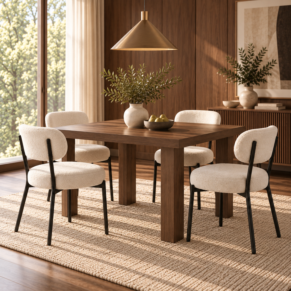 Upholstered Dining Chairs with Cushioned Seats & Steel Frame