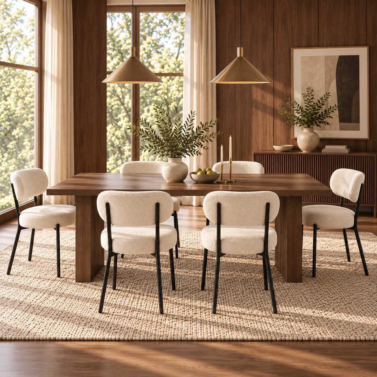 Upholstered Dining Chairs with Cushioned Seats & Steel Frame