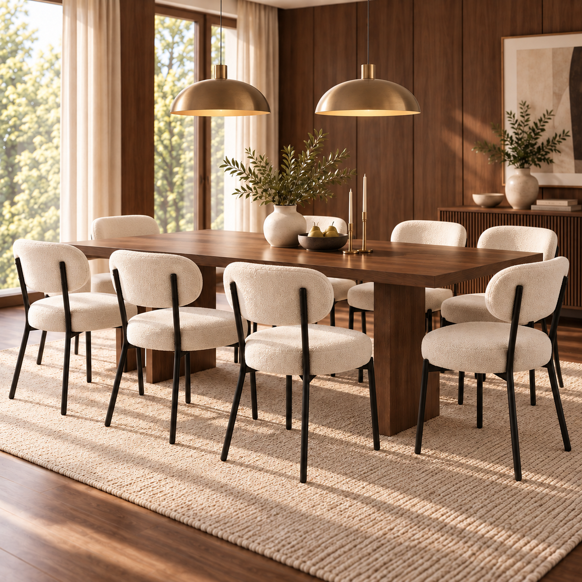 Upholstered Dining Chairs with Cushioned Seats & Steel Frame