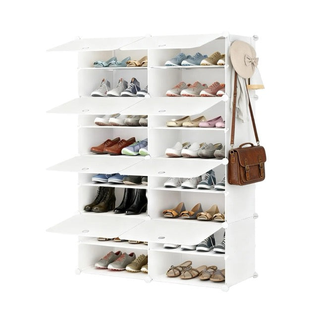 Shoe Storage Cabinet with Door – 6 or 8-Tier Stackable Organizer for Entryway & Bedroom
