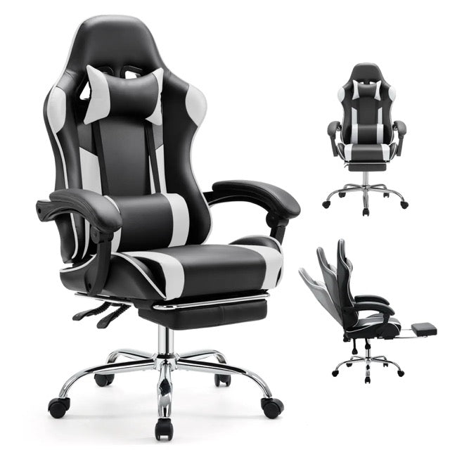 Gaming Chair with Footrest and Lumbar Support