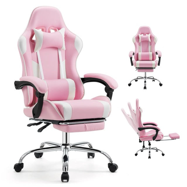 Gaming Chair with Footrest and Lumbar Support