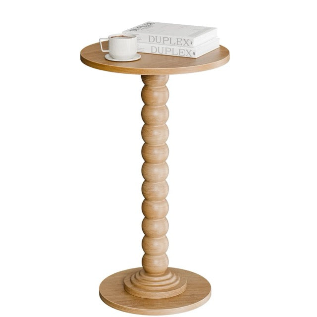 Round Side Table with Waterproof Top | Compact Wood Accent End Table for Sofa, Bedside & Small Spaces
