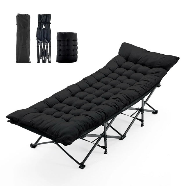 6-Position Adjustable Folding Camping Cot with Mattress – Supports 450 lbs