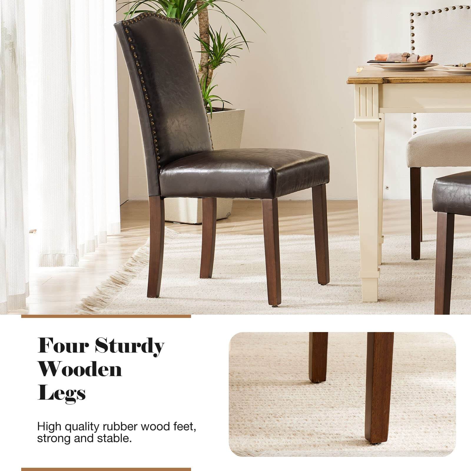 brown leather dining room chairs