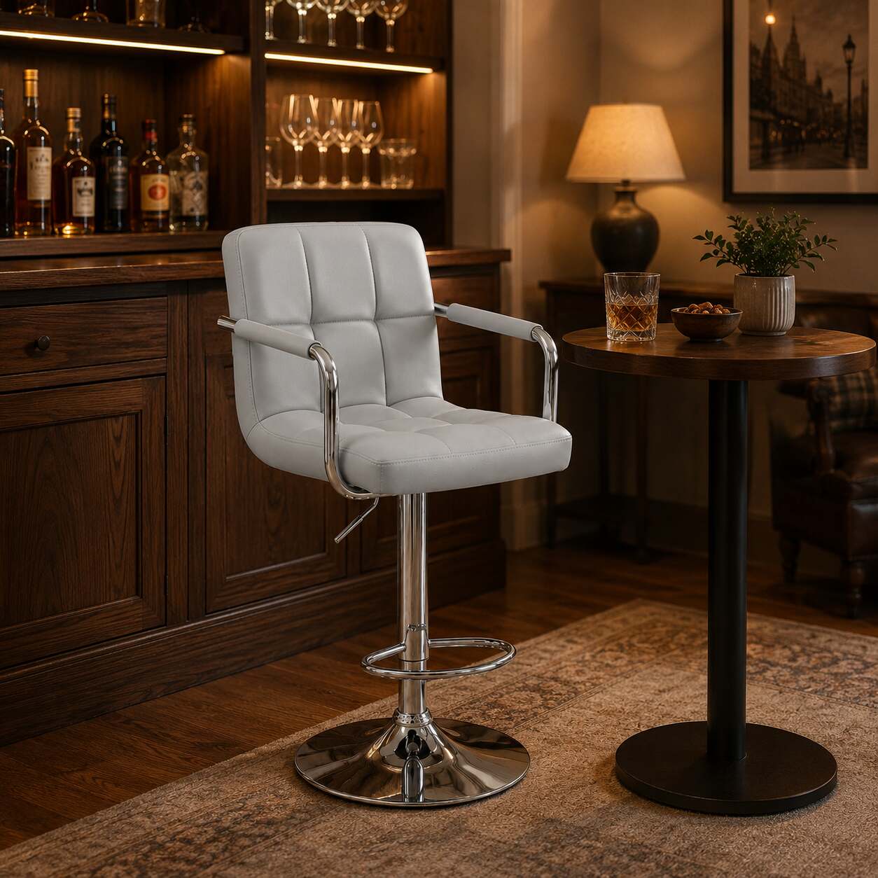 Bar Stools Set of 2, Adjustable Swivel Bar Stool