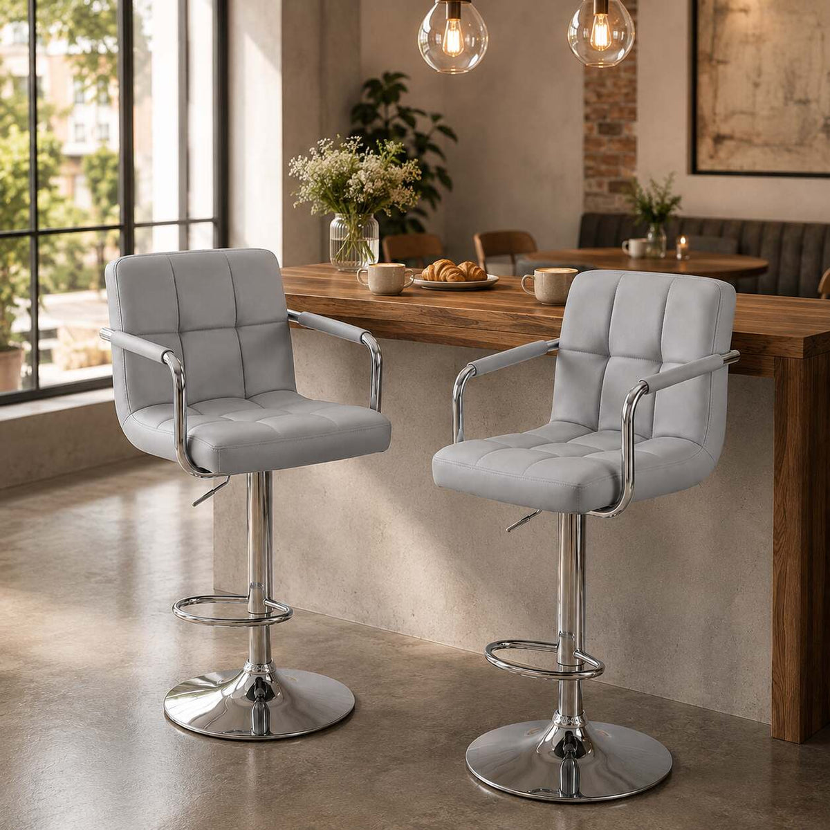 Bar Stools Set of 2, Adjustable Swivel Bar Stool