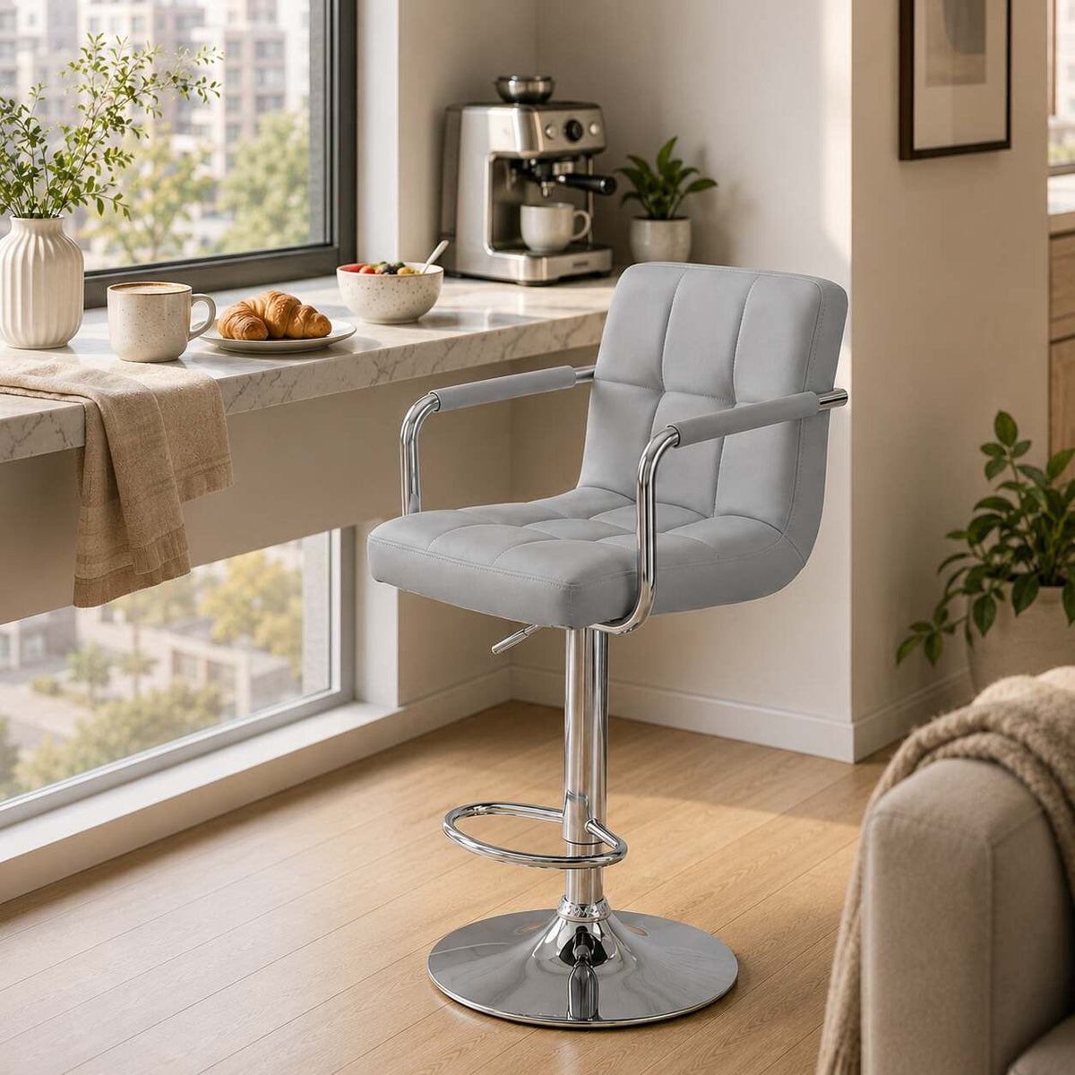 Bar Stools Set of 2, Adjustable Swivel Bar Stool