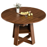 Extendable Oval Dining Table with Storage Shelf, Space-Saving Kitchen Table