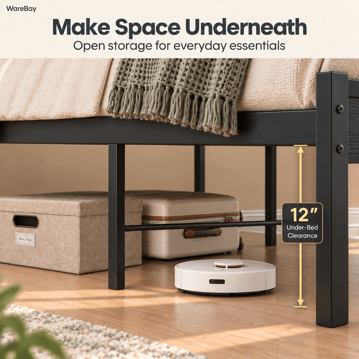 Platform Bed Frame with LED Lights, Charging Station & Storage Drawers – Twin, Full, Queen & King