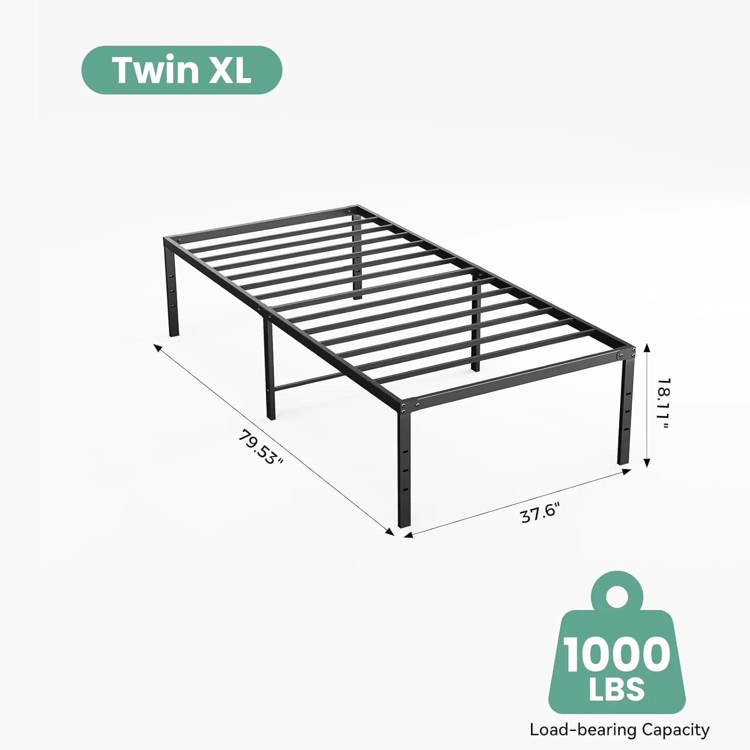Heavy Duty Metal Bed Frame with Steel Slat Support