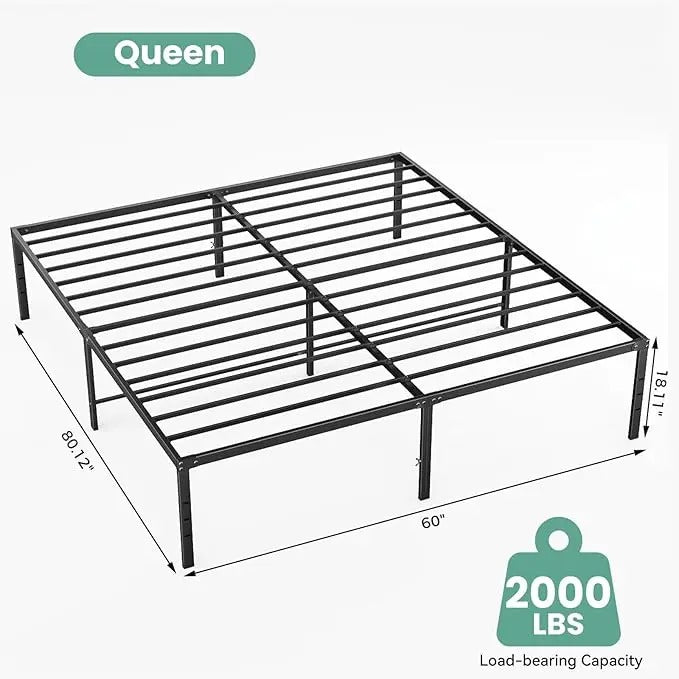Heavy Duty Metal Bed Frame with Steel Slat Support