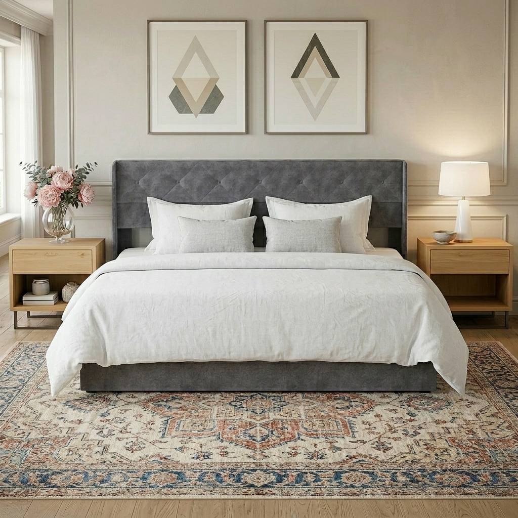 Velvet Gas-Lift Storage Bed Frame