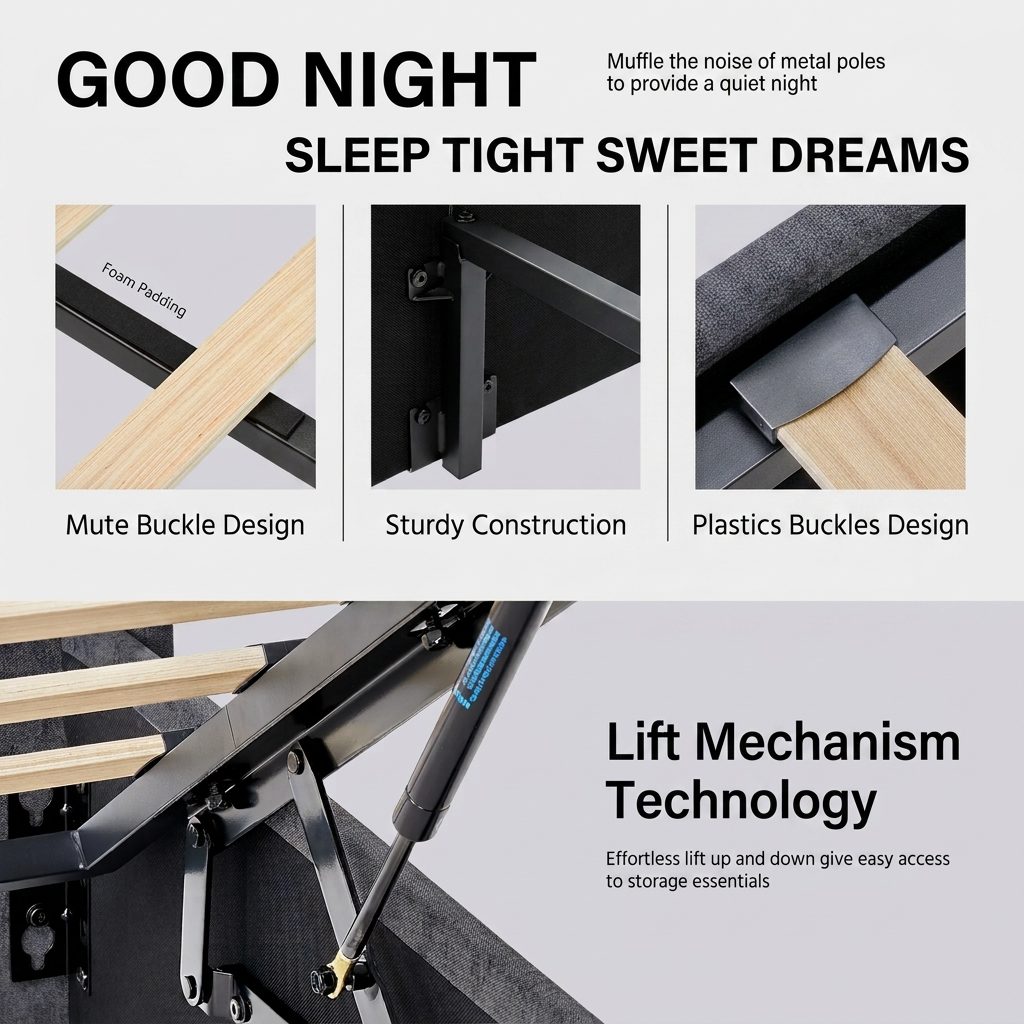Velvet Gas-Lift Storage Bed Frame
