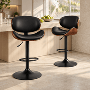 Modern Adjustable Wood Swivel Bar Stools with PU Leather