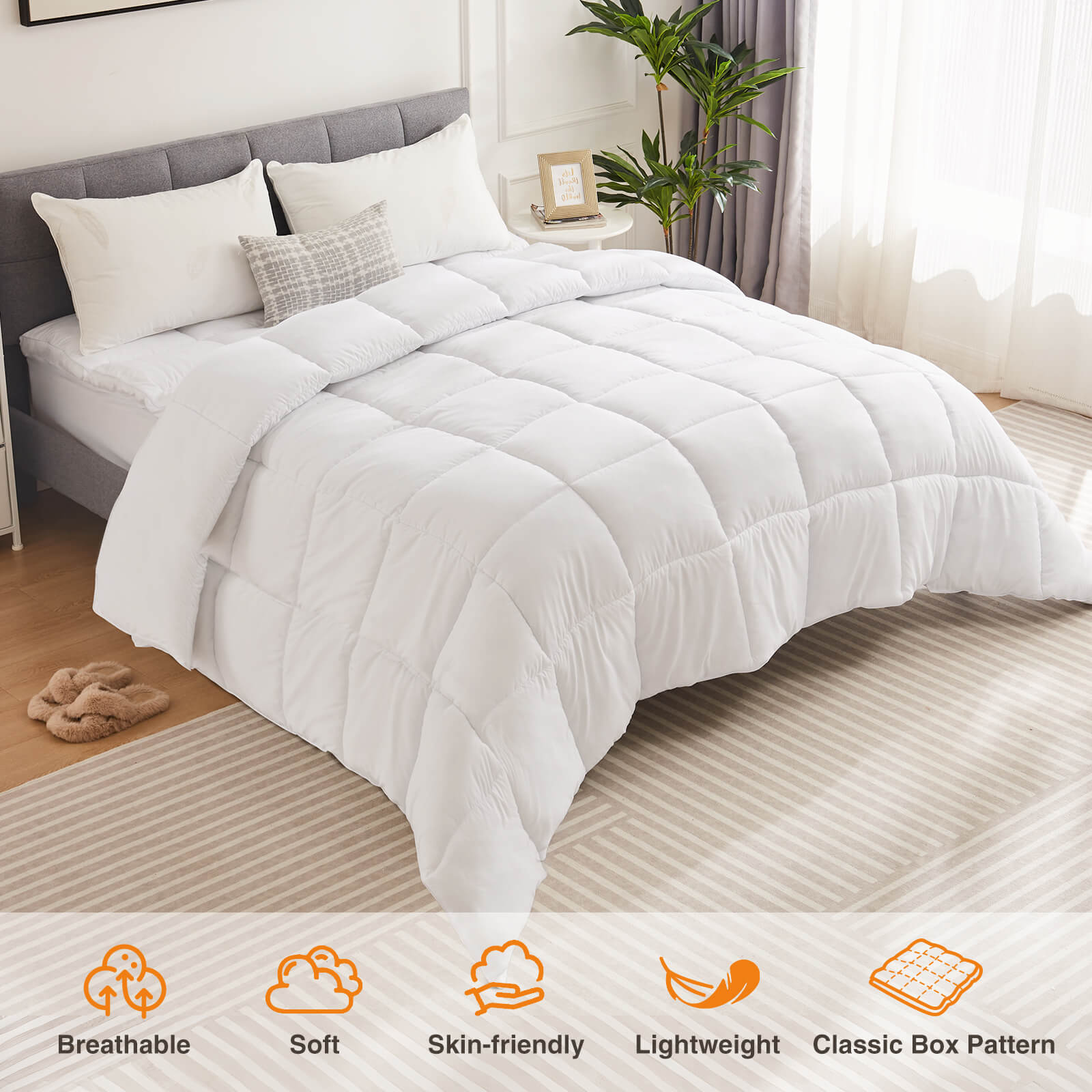 All-Season Queen Feather Comforter with Duvet Cover