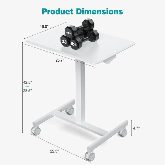 Adjustable Height Rolling Laptop Desk – Mobile Sit-Stand Desk with Wheels