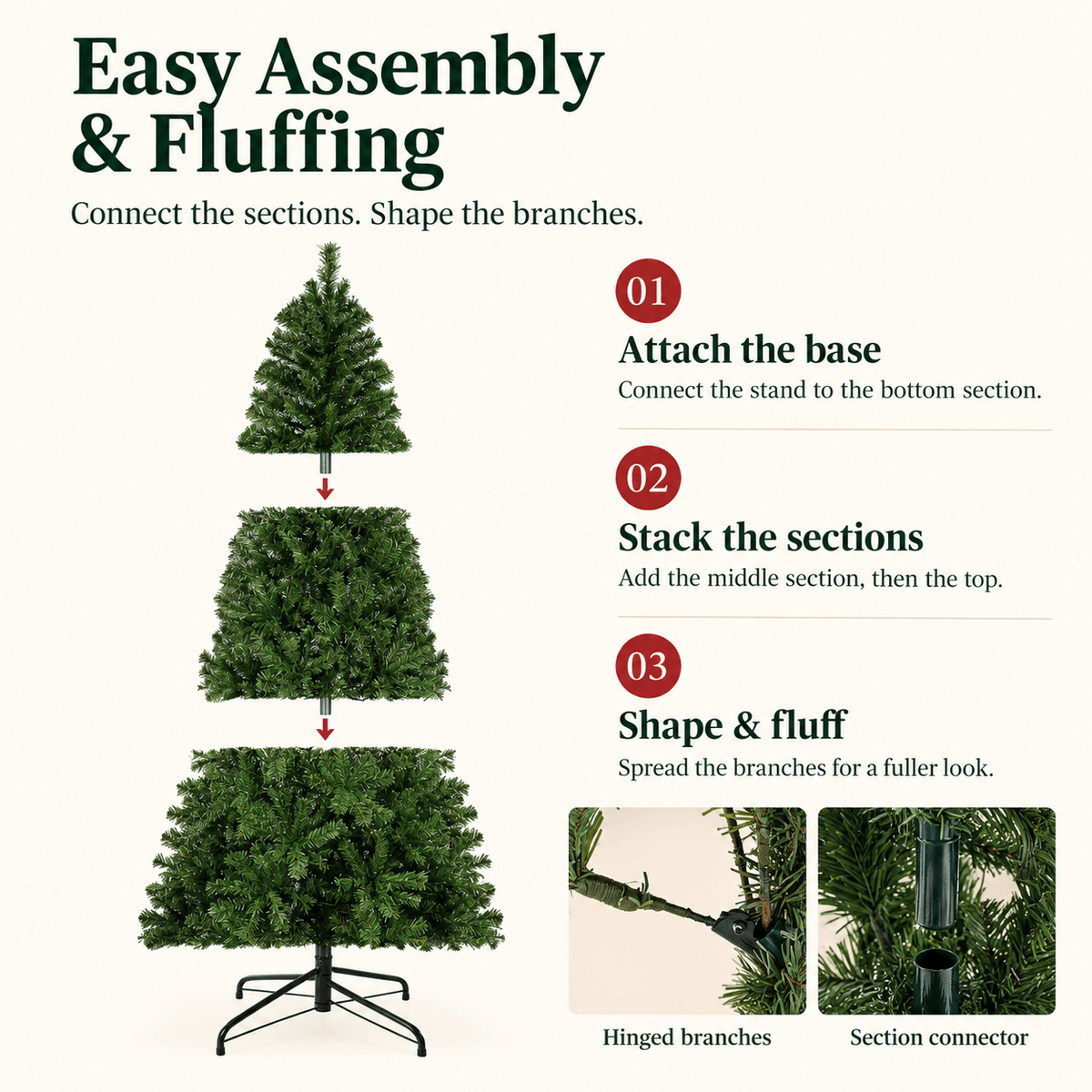 Pre-Lit Artificial Christmas Tree with Color-Changing LED Lights, Green