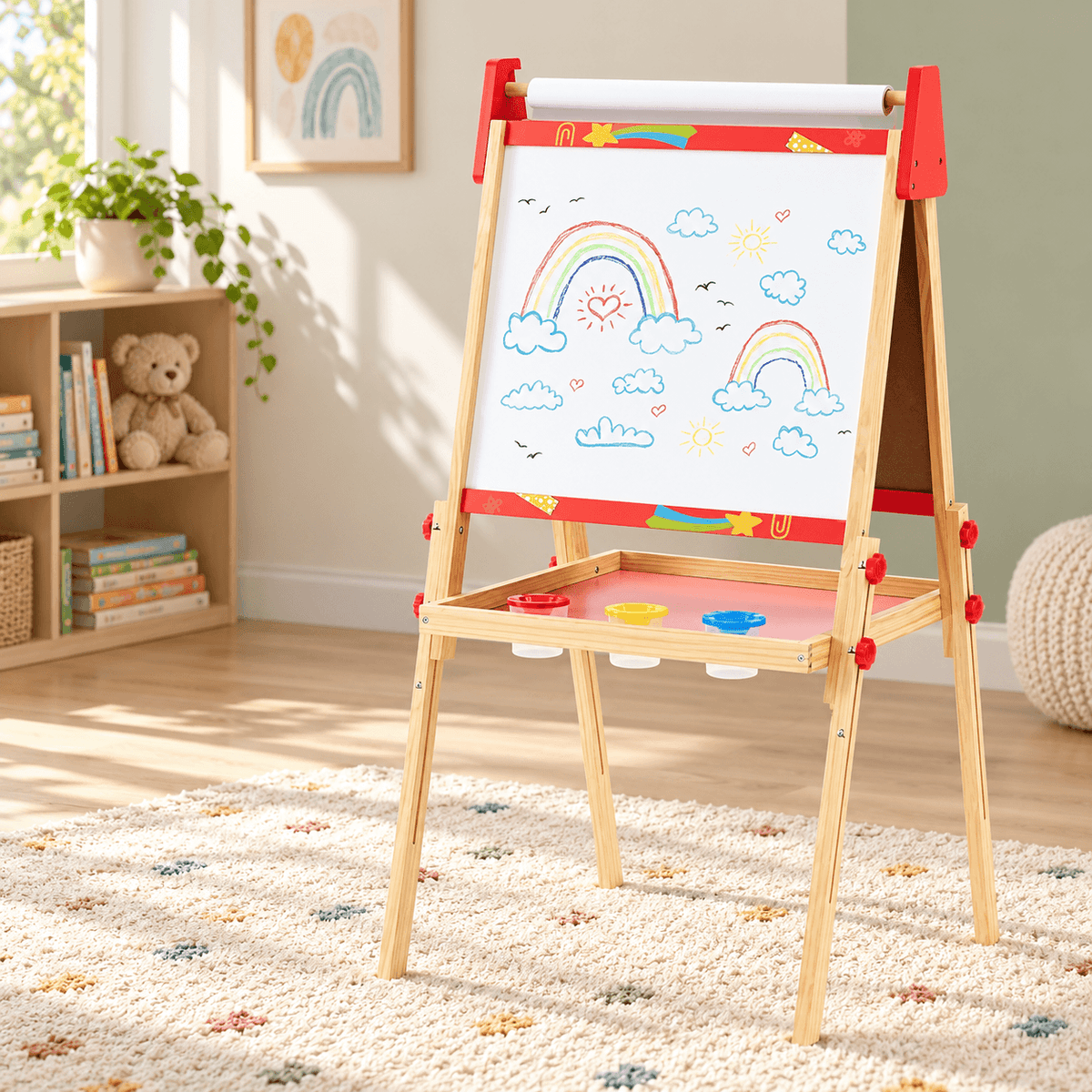 Adjustable Kids Art Easel with Double-Sided Board