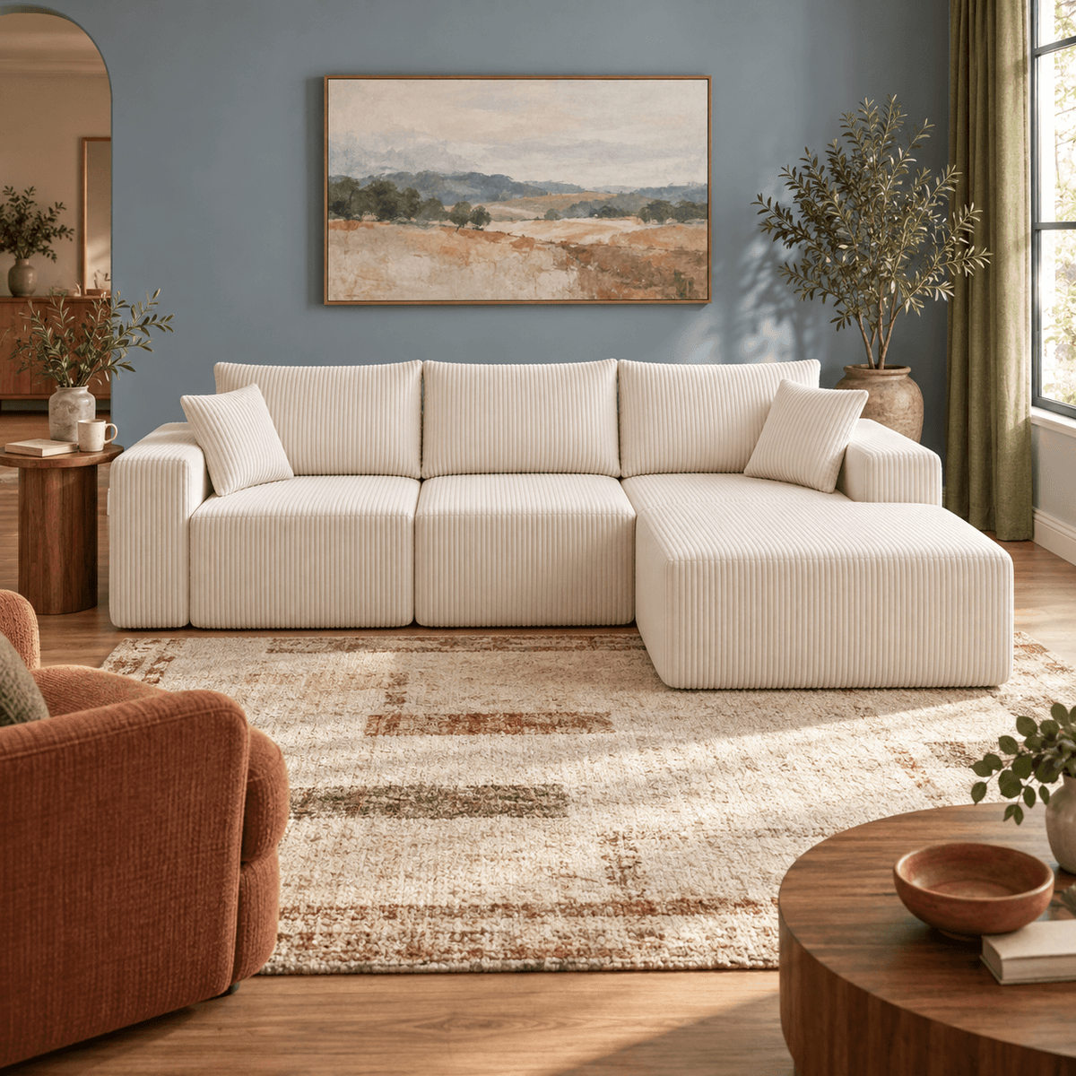 108 Modular L-Shaped Sectional Sofa with Chaise Lounge