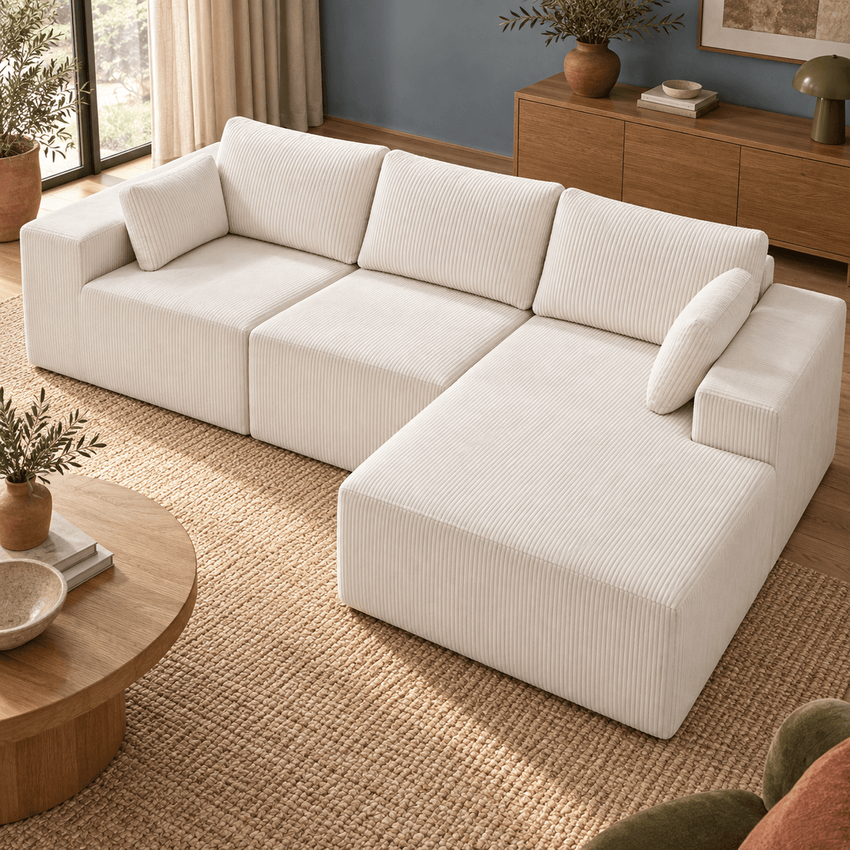 108 Modular L-Shaped Sectional Sofa with Chaise Lounge