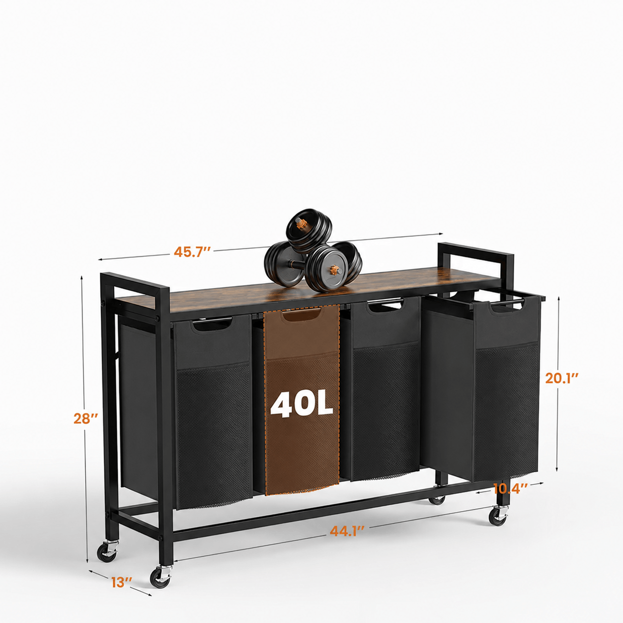 WareBay Laundry Hamper with Removable Bags, Shelf & Wheels – 1 to 4 Basket Sorter