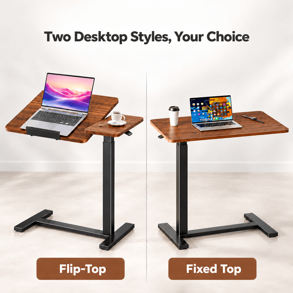 Adjustable Standing Desk with Wheels, Mobile Rolling Laptop Desk for Home Office