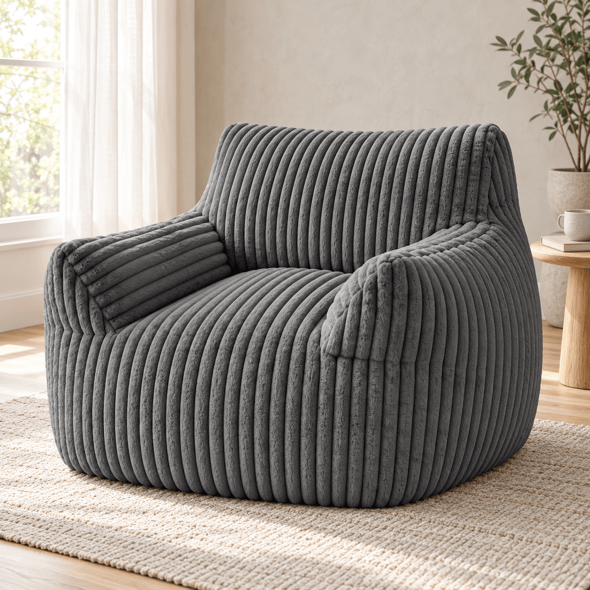 Bean Bag Sofa Chair with High-Resilience Foam Filling for Living Room