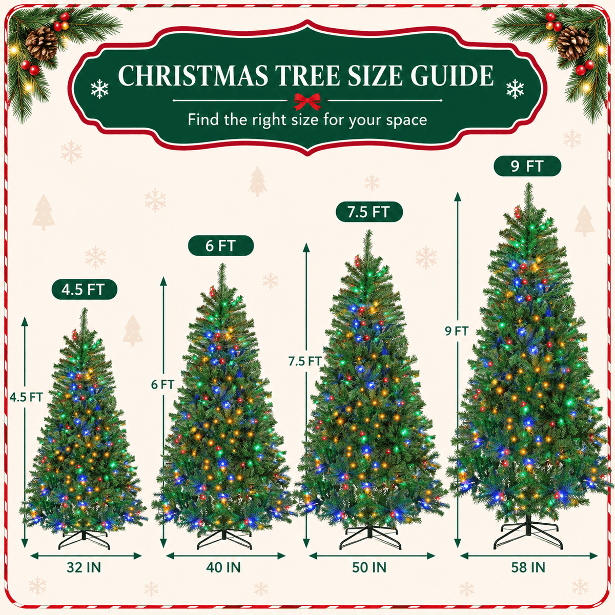 Pre-Lit Artificial Christmas Tree with Color-Changing LED Lights, Green