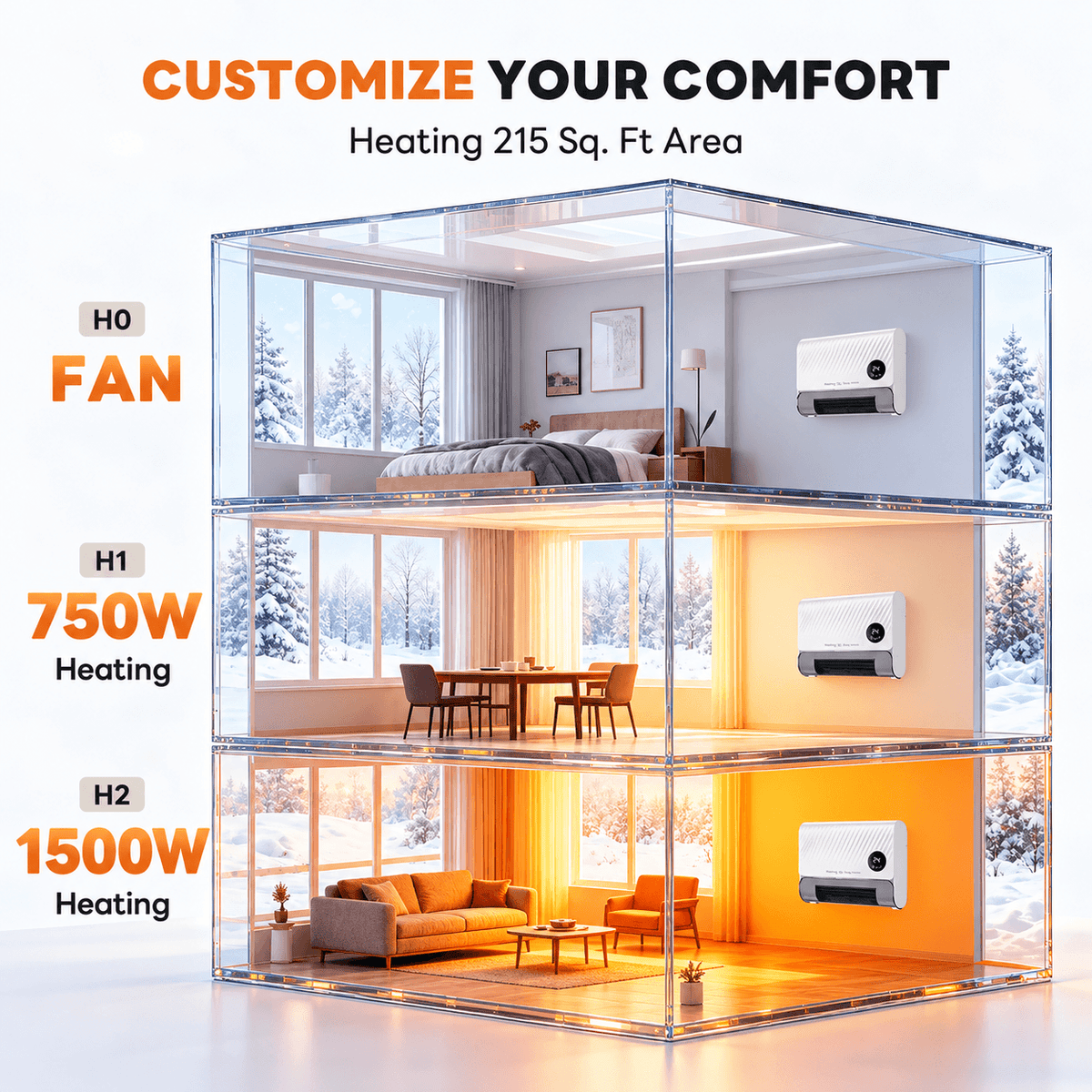 Smart Wall Space Heater with Remote