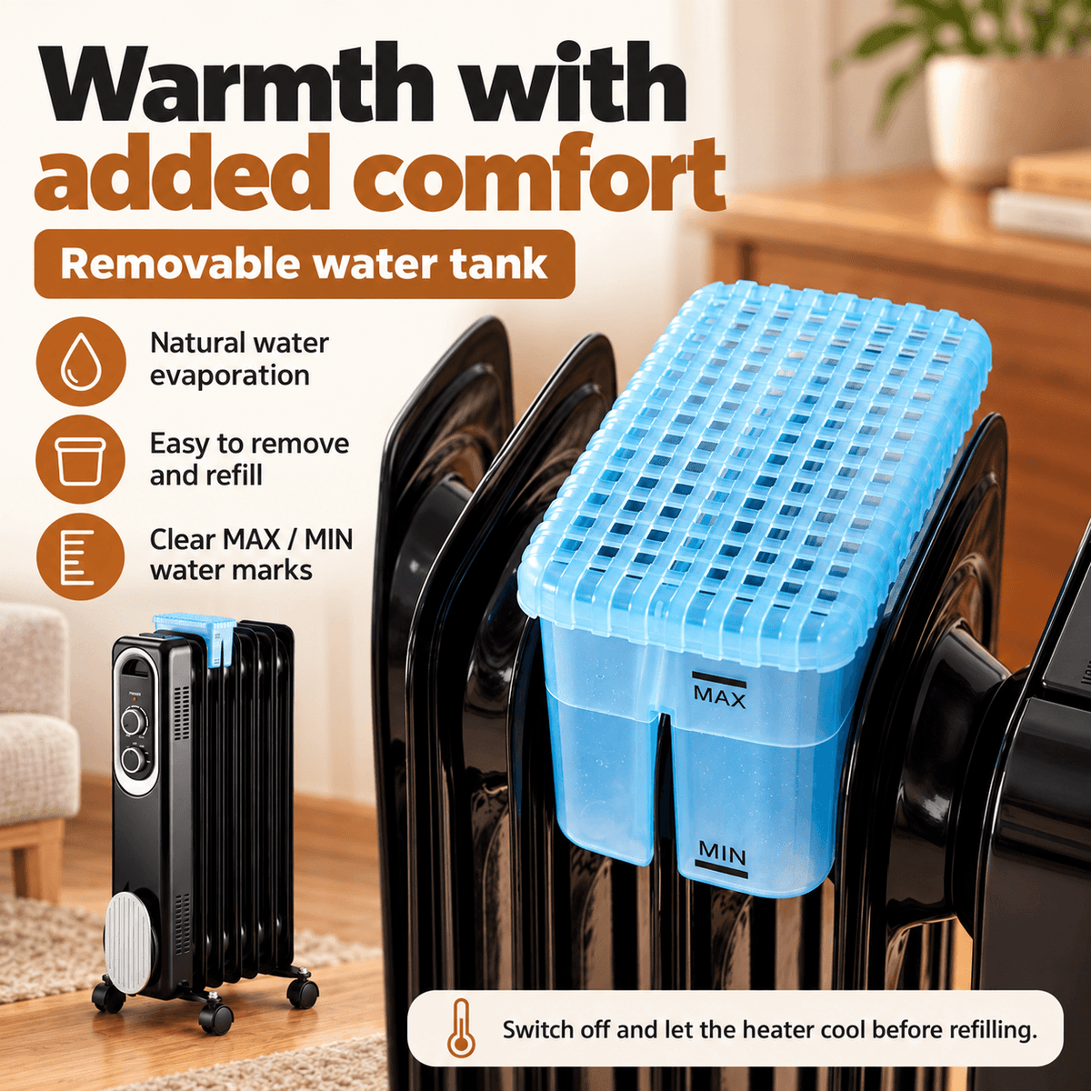 1500W Portable Space Heater with Adjustable Thermostat