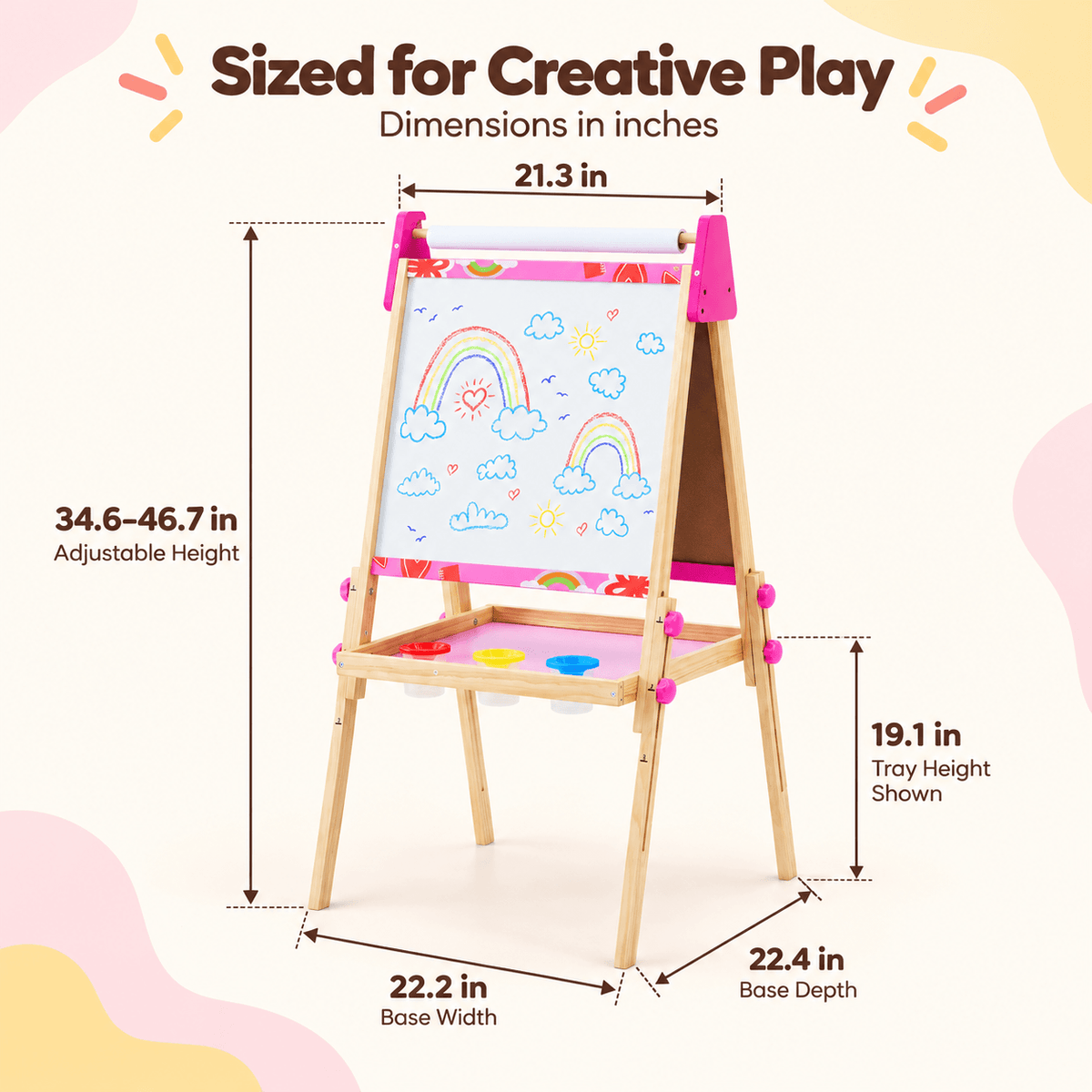 Adjustable Kids Art Easel with Double-Sided Board