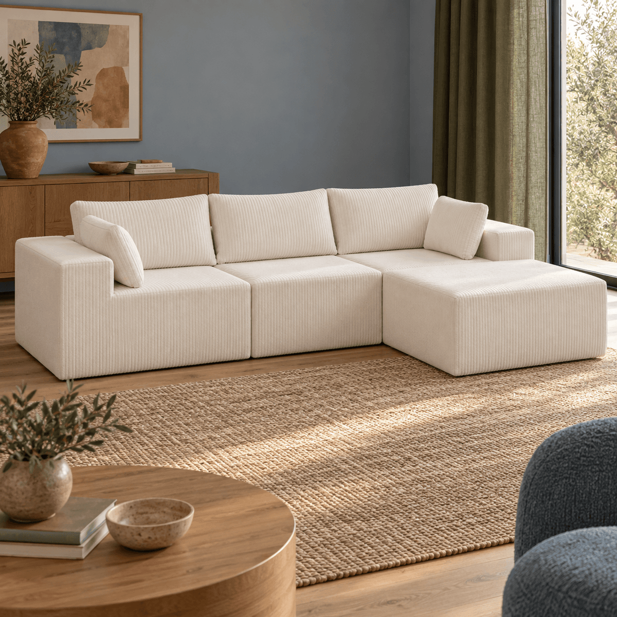 108 Modular L-Shaped Sectional Sofa with Chaise Lounge