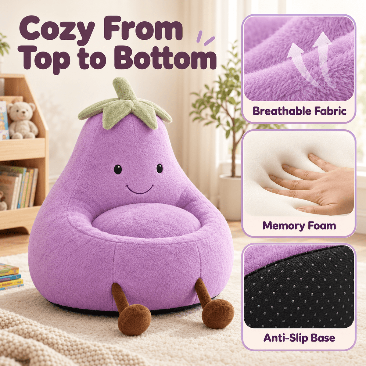Kids Bean Bag Chair, 24"/31" Plush Lounge Sofa Chair, Perfect Christmas Gift for Kids