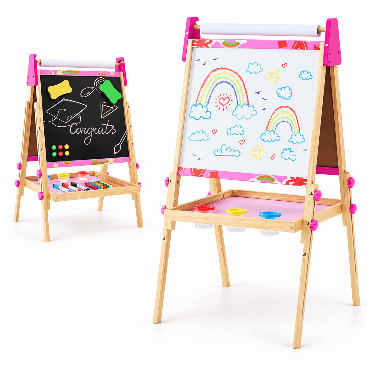 Adjustable Kids Art Easel with Double-Sided Board