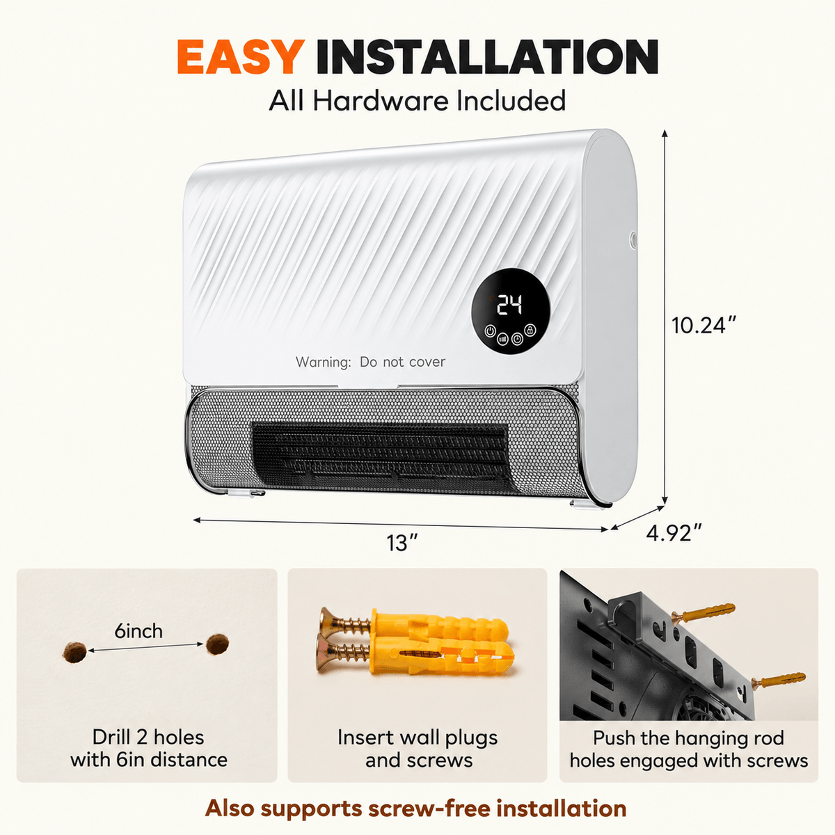 Smart Wall Space Heater with Remote