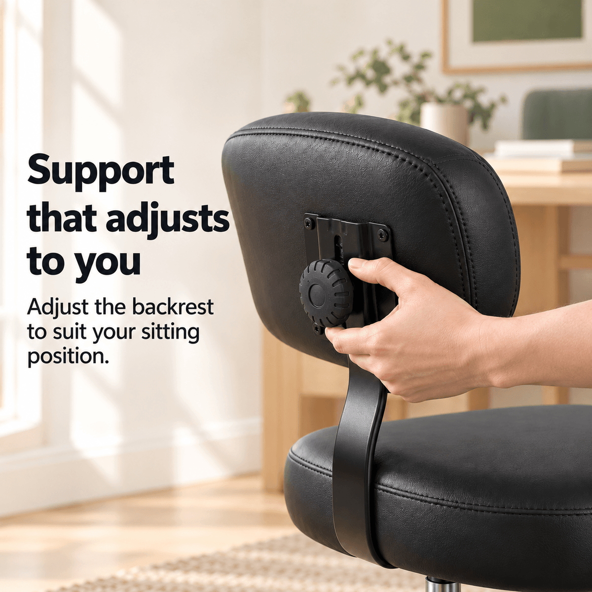 Adjustable Cross-Legged Office Chair with 360° Swivel Footrest