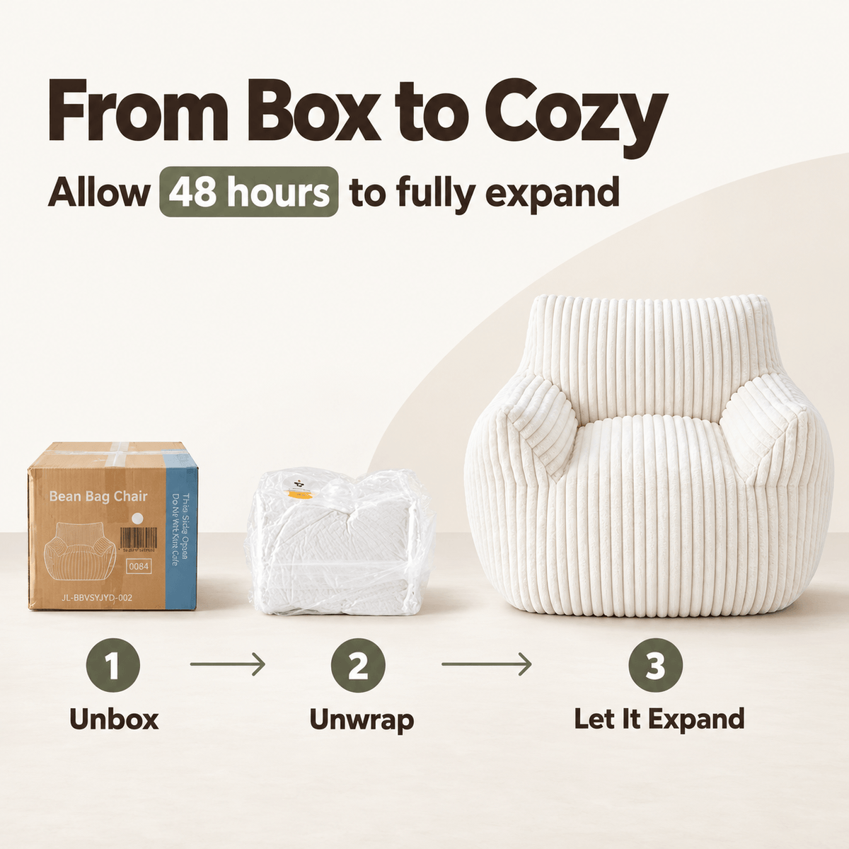 Bean Bag Sofa Chair with High-Resilience Foam Filling for Living Room