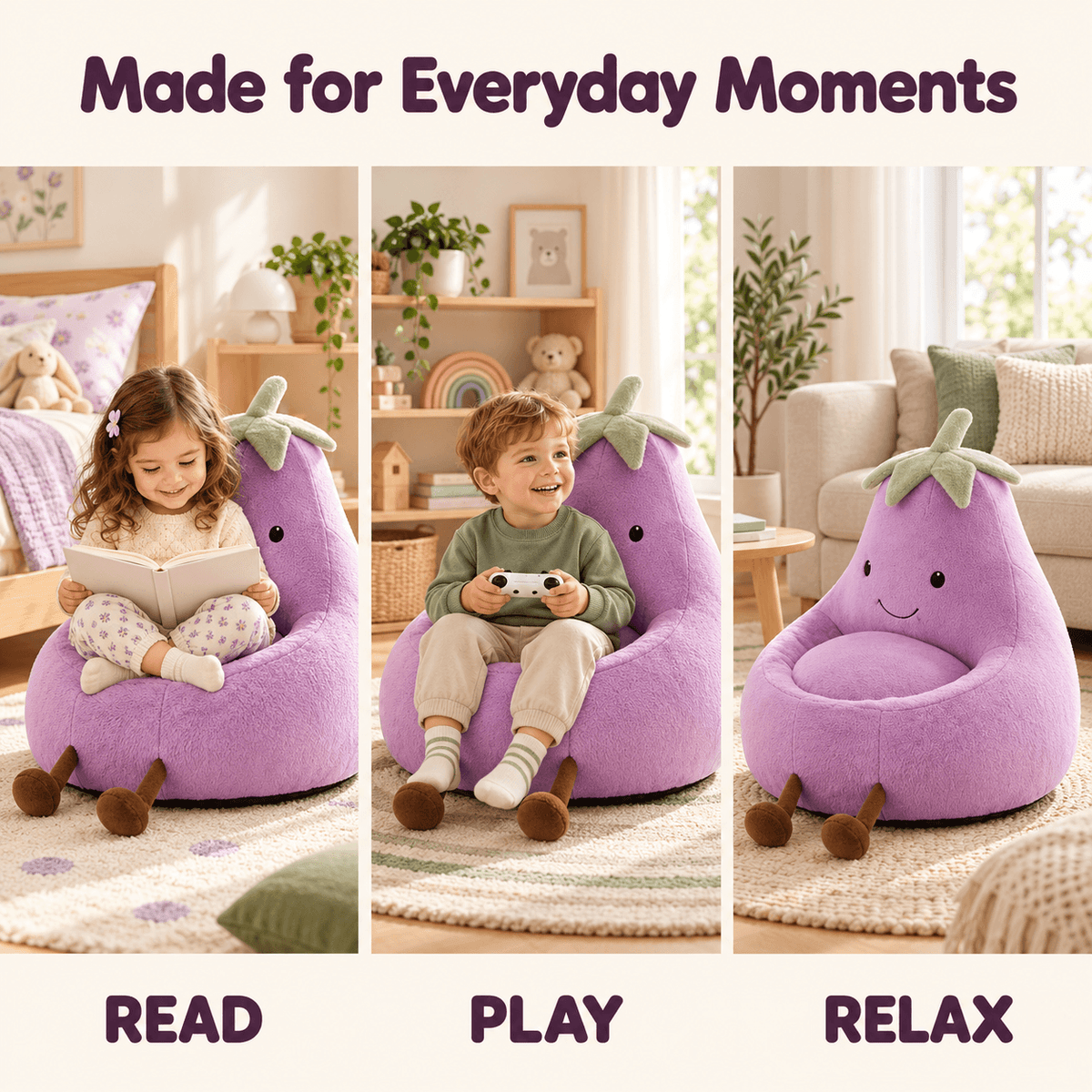 Kids Bean Bag Chair, 24"/31" Plush Lounge Sofa Chair, Perfect Christmas Gift for Kids